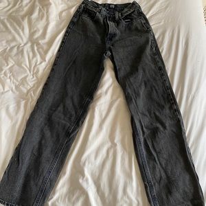 BDG black denim high rise baggy jeans with blue stitching